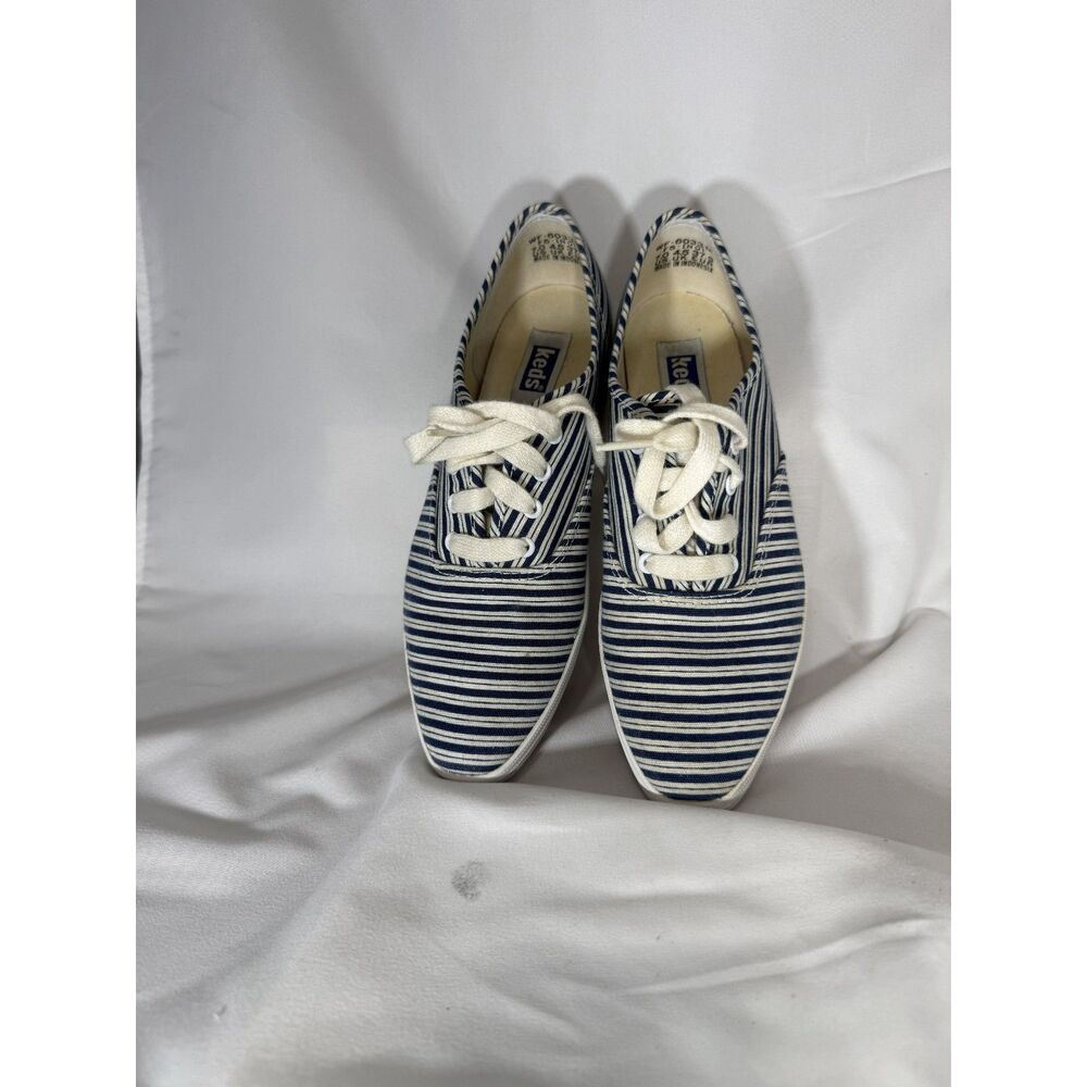 Keds Women's Size 7 Blue White Striped Canvas Lace Up Sneakers Casual Shoes